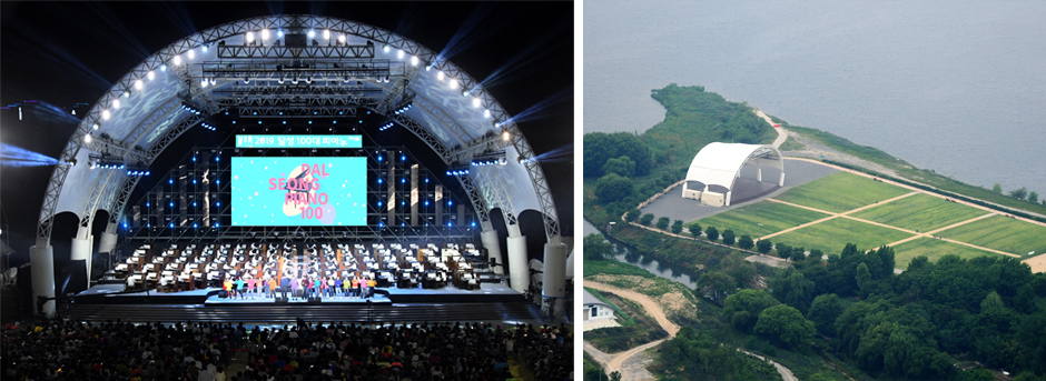 각종 레저 시설을 즐기는 사진과 타는 방법을 교육받는 사진